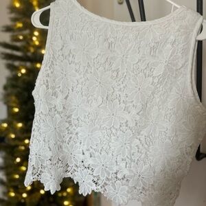 BOGO: SHEIN White Floral Lace Crop Top